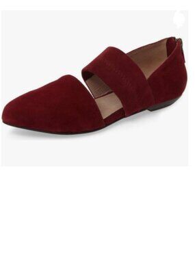 YDN Red Mary Jane Pointy Toe Elastic Strap Comfy Ballet Flats Zipper Shoes